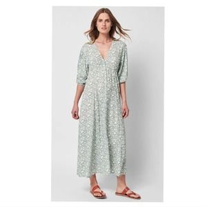 Faherty Havana Floral Midi Dress In Smoke Echo Floral Size Xs